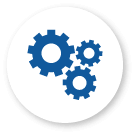 blue cogs in white circle icon