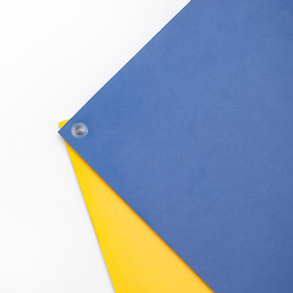 blue and yellow plastic with ratchet rivet