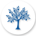 blue and white fruit tree icon