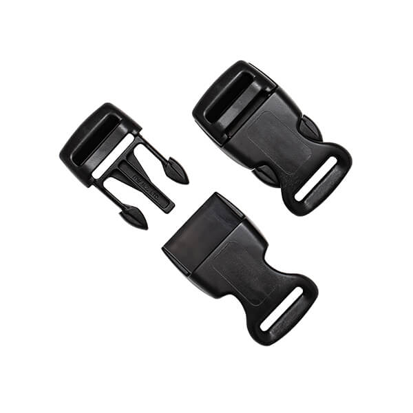 open and closed safety vest buckles